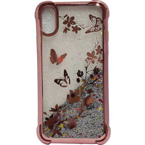 iPhone XS Max Waterfall Protective Case Rose Gold Butterfly